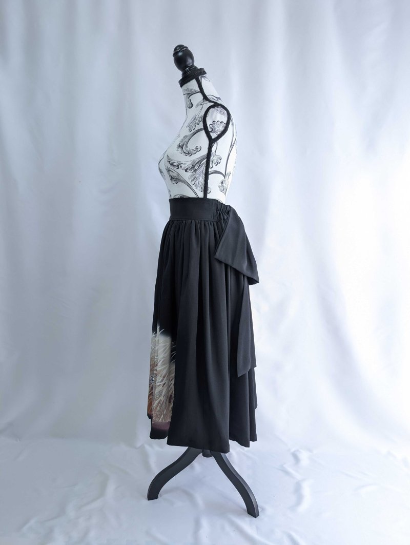 画像8: 【葦鶴】黒留袖リボンボリュームフレアスカート (8)