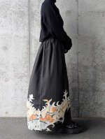 画像5: 【刺繍唐花×波頭×菊】黒留袖オーバースカート (5)