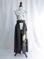 画像8: 【豪華刺繍草花×扇面文】黒留袖オーバースカート (8)