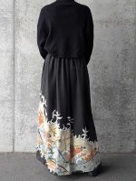 画像3: 【刺繍唐花×波頭×菊】黒留袖オーバースカート (3)