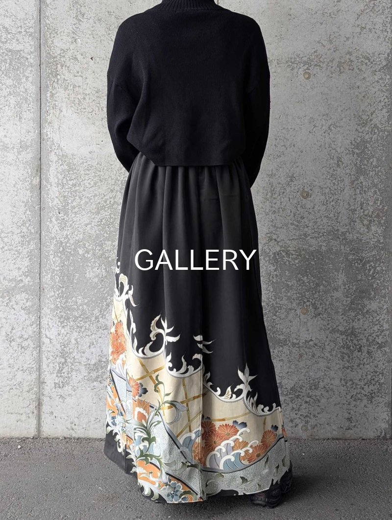 画像3: 【刺繍唐花×波頭×菊】黒留袖オーバースカート (3)