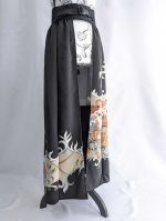 画像12: 【刺繍唐花×波頭×菊】黒留袖オーバースカート (12)