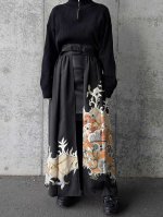 画像1: 【刺繍唐花×波頭×菊】黒留袖オーバースカート (1)
