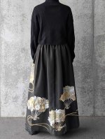 画像5: 【豪華刺繍草花×扇面文】黒留袖オーバースカート (5)