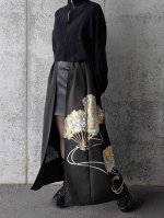 画像3: 【豪華刺繍草花×扇面文】黒留袖オーバースカート (3)