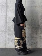 画像7: 【金彩吉祥松鶴】黒留袖フリルラップスカートセットアップ (7)
