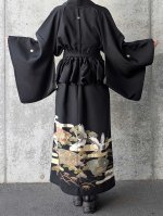 画像6: 【金彩吉祥松鶴】黒留袖フリルラップスカートセットアップ (6)