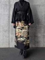 画像2: 【金彩吉祥松鶴】黒留袖フリルラップスカートセットアップ (2)