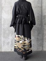 画像5: 【金彩吉祥松鶴】黒留袖フリルラップスカートセットアップ (5)