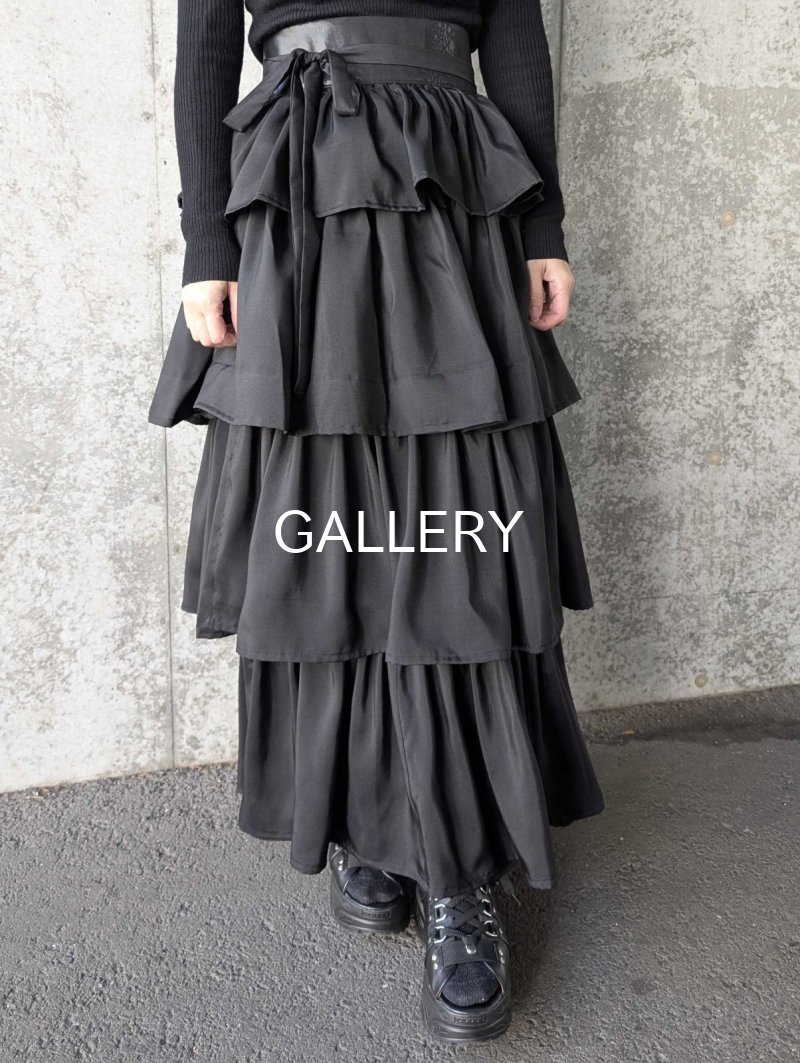 画像15: 【丸に剣花菱】黒紋付フリルティアードラップスカートセットアップ (15)