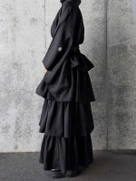 画像5: 【丸に剣花菱】黒紋付フリルティアードラップスカートセットアップ (5)