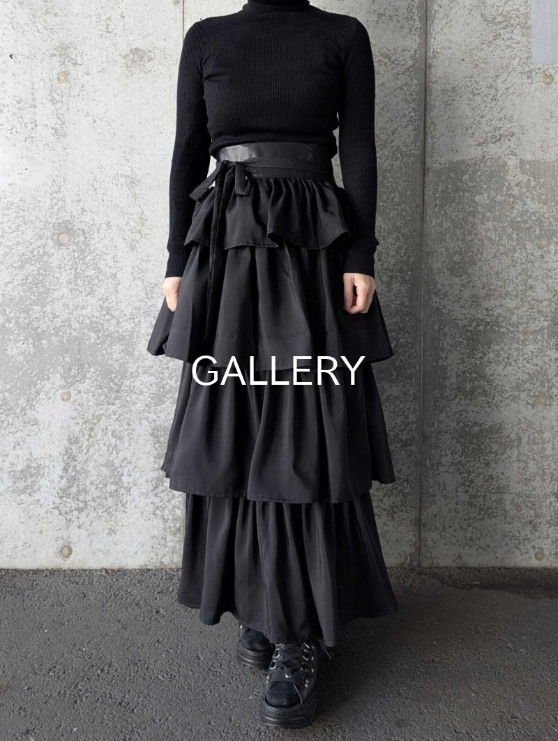 画像14: 【丸に剣花菱】黒紋付フリルティアードラップスカートセットアップ (14)