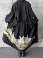 画像6: 【金彩×飛鶴×牡丹】黒留袖オーバースカート＆リボンジャケットセットアップ (6)