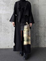 画像1: 【金彩×飛鶴×牡丹】黒留袖オーバースカート＆リボンジャケットセットアップ (1)