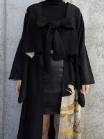 画像8: 【金彩×飛鶴×牡丹】黒留袖オーバースカート＆リボンジャケットセットアップ (8)