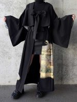 画像4: 【金彩×飛鶴×牡丹】黒留袖オーバースカート＆リボンジャケットセットアップ (4)