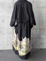 画像5: 【金彩×飛鶴×牡丹】黒留袖オーバースカート＆リボンジャケットセットアップ (5)