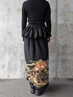 画像16: 【金駒×四季草花】黒留袖フリルラップスカートセットアップ (16)