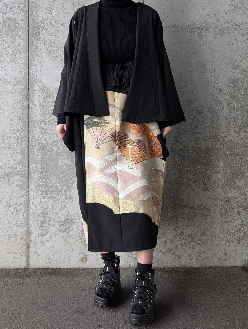 画像13: 【重ね扇に流水】黒留袖ジャンパースカートセットアップ (13)