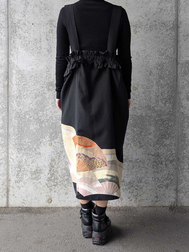 画像12: 【重ね扇に流水】黒留袖ジャンパースカートセットアップ (12)