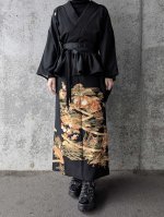 画像1: 【金駒×四季草花】黒留袖フリルラップスカートセットアップ (1)