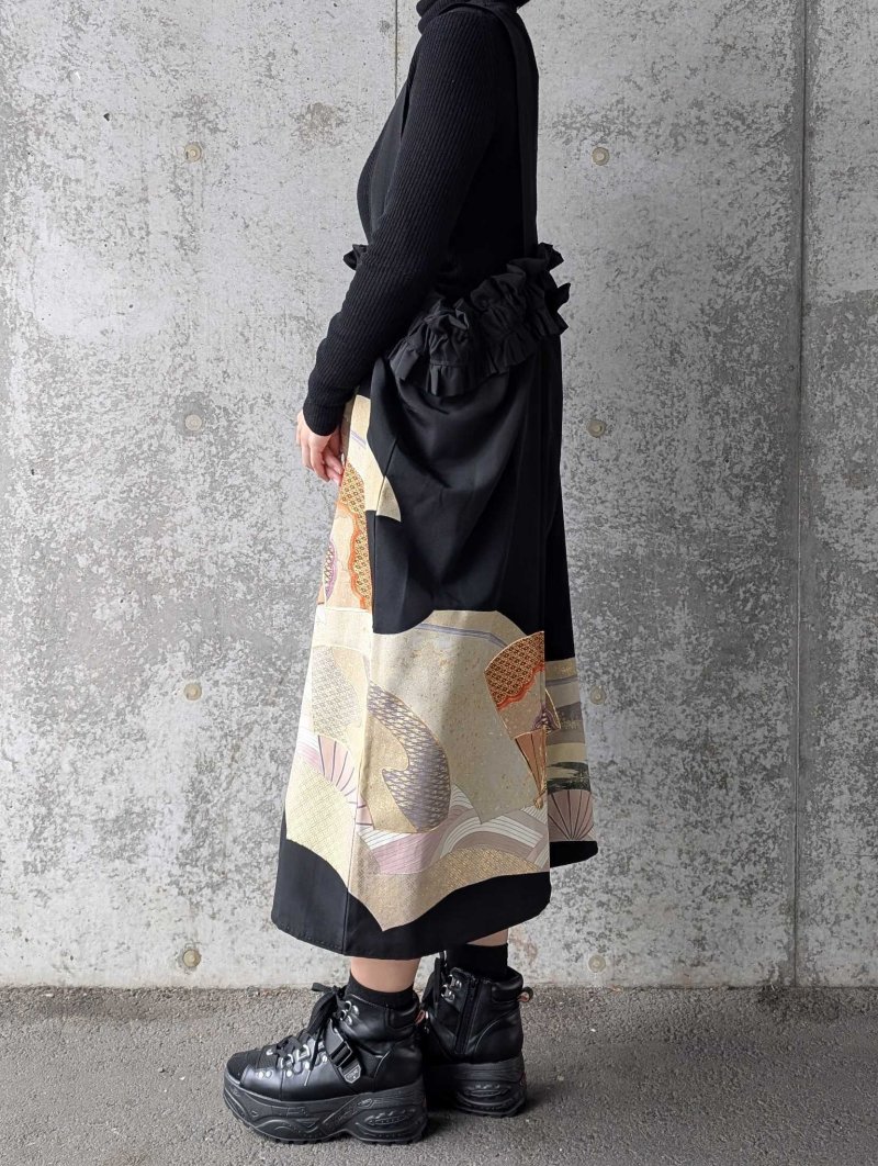 画像11: 【重ね扇に流水】黒留袖ジャンパースカートセットアップ (11)