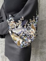 画像8: 【尾長鶏×梅爛漫】落款付き黒留袖マーガレット (8)