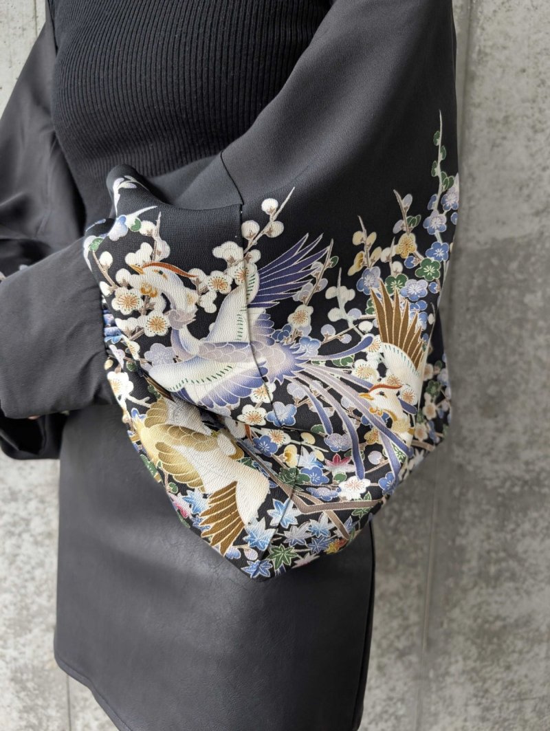 画像8: 【尾長鶏×梅爛漫】落款付き黒留袖マーガレット (8)