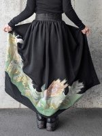 画像7: 【豪華刺繍×孔雀文様】黒留袖オーバースカート (7)