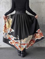 画像5: 【刺繍孔雀×亀甲文様】黒留袖オーバースカート (5)