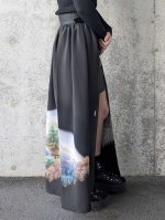 画像8: 【風景画文様】落款付き黒留袖オーバースカート (8)