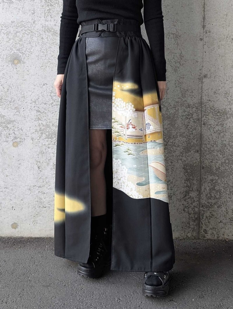 画像2: 【源氏物語文様】黒留袖オーバースカート (2)