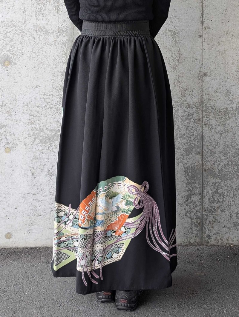 画像6: 【金駒檜扇×飛鶴】黒留袖オーバースカート (6)