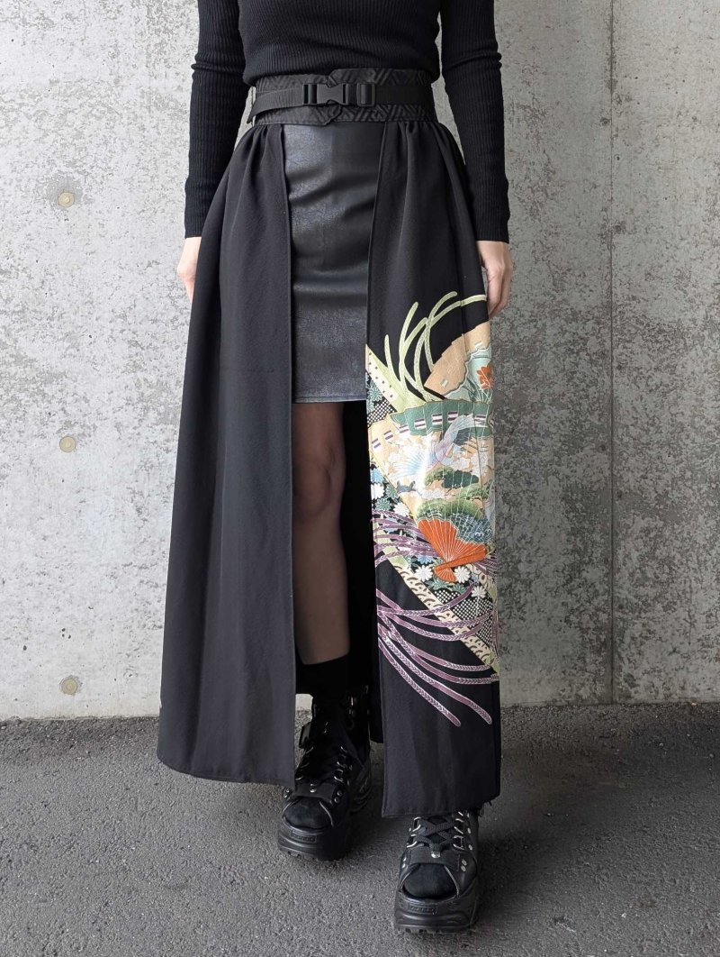 画像2: 【金駒檜扇×飛鶴】黒留袖オーバースカート (2)
