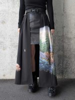 画像2: 【風景画文様】落款付き黒留袖オーバースカート (2)