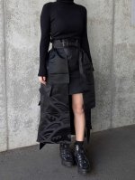 画像3: 【紗綾形地紋×流水】黒帯オーバースカート (3)