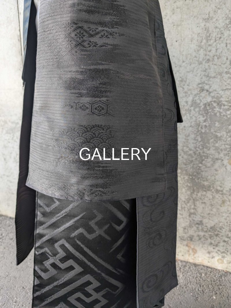 画像10: 【紗綾形地紋×流水】黒帯オーバースカート (10)