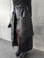 画像8: 【紗綾形地紋×流水】黒帯オーバースカート (8)