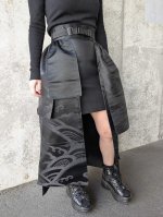 画像7: 【紗綾形地紋×流水】黒帯オーバースカート (7)