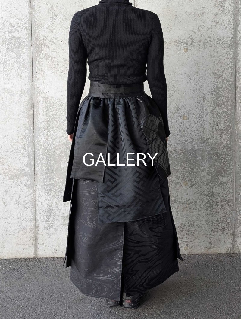 画像5: 【紗綾形地紋×流水】黒帯オーバースカート (5)