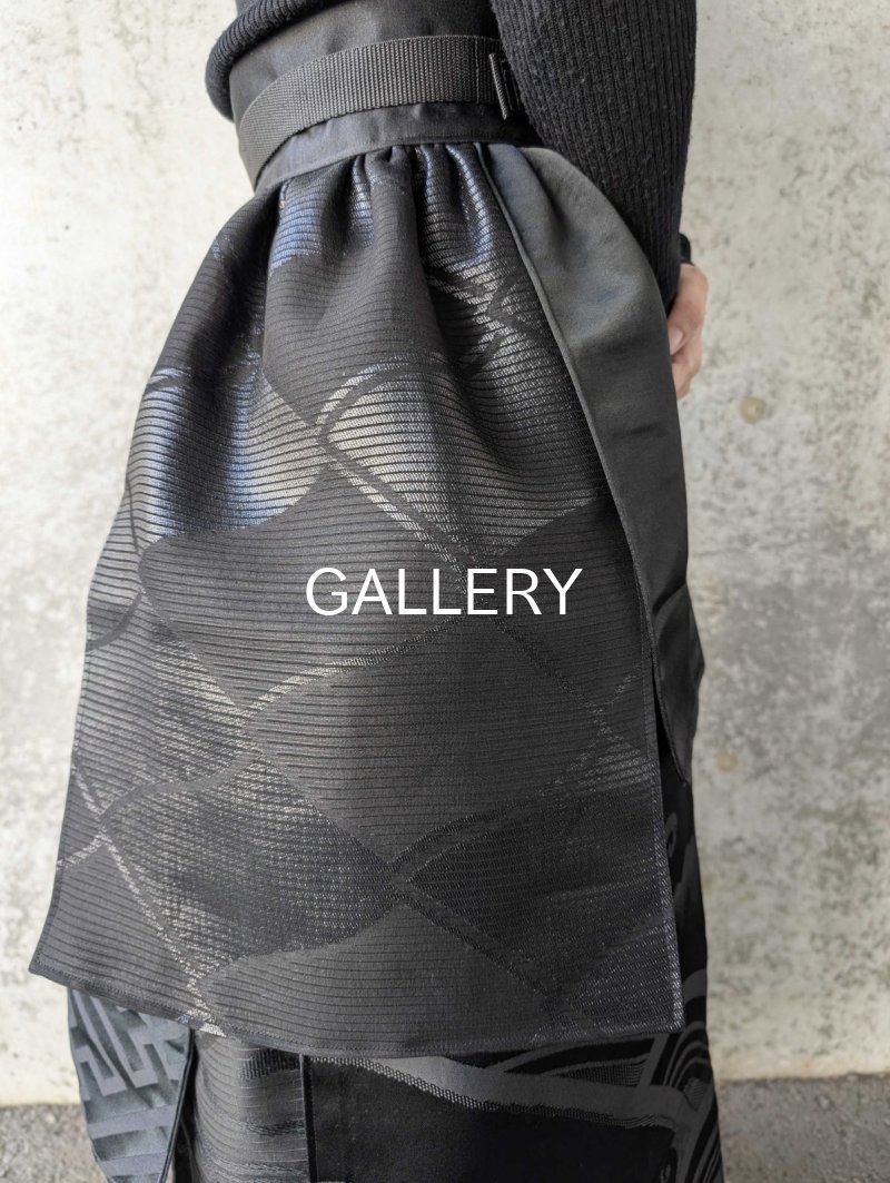 画像12: 【紗綾形地紋×流水】黒帯オーバースカート (12)