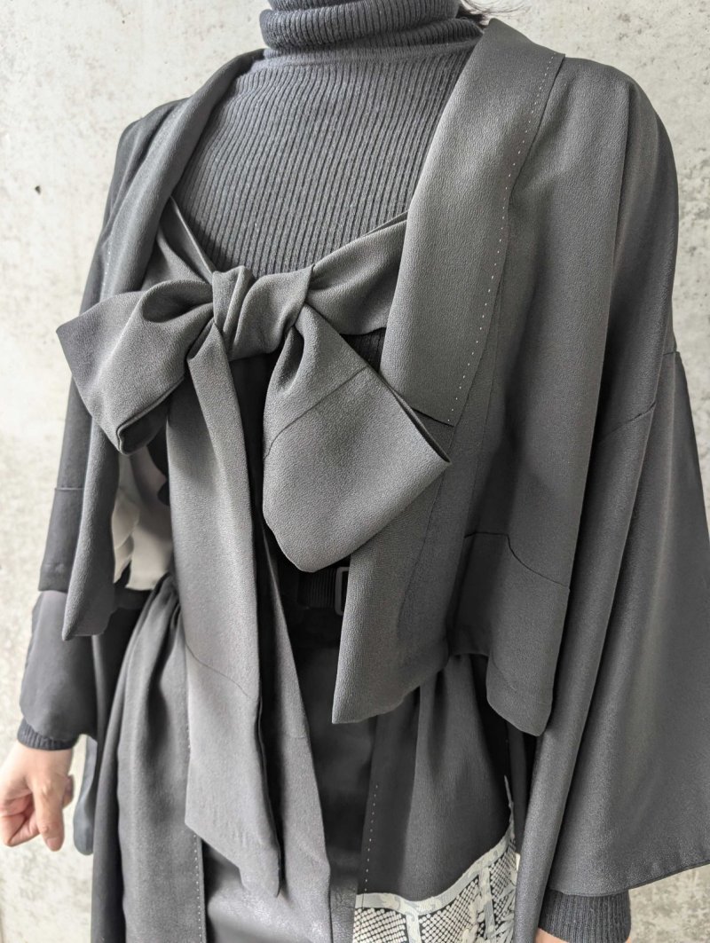 画像8: 【金駒牡丹×花車】黒留袖オーバースカート＆リボンジャケットセットアップ (8)