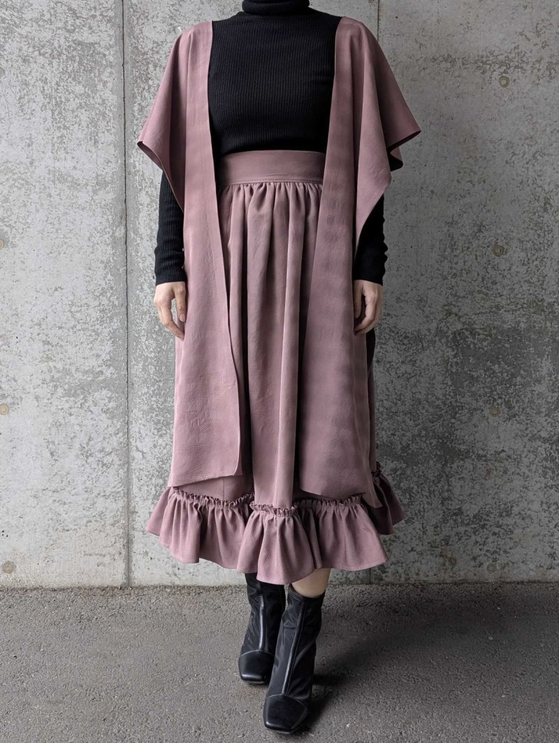 画像1: 【滅紫×流水地紋】無限wayフリルワンピース (1)