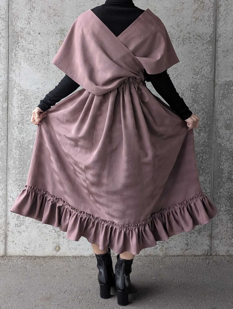 画像9: 【滅紫×流水地紋】無限wayフリルワンピース (9)