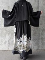画像5: 【金駒牡丹×花車】黒留袖オーバースカート＆リボンジャケットセットアップ (5)