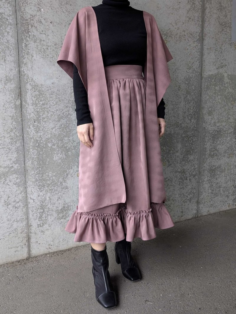 画像2: 【滅紫×流水地紋】無限wayフリルワンピース (2)