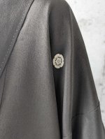 画像14: 【風景画】黒留袖アシンメトリックラップバルーンパンツセットアップ (14)