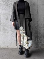 画像1: 【風景画】黒留袖アシンメトリックラップバルーンパンツセットアップ (1)