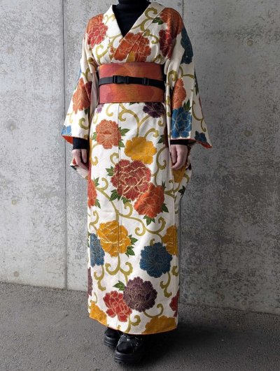 画像1: 【金駒牡丹】付け下げ小紋ラップスカートセットアップ