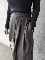 画像18: 【風景画】黒留袖アシンメトリックラップバルーンパンツセットアップ (18)